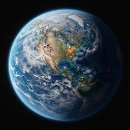 lava planet, full satellite view, with methane atmosphere, realistic