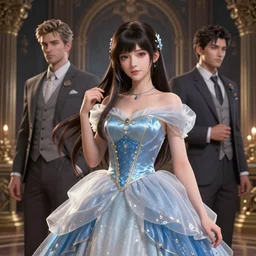 instagram photo. insanely detailed. by wlop, ilya kuvshinov, krenz cushart, greg rutkowski, pixiv. zbrush sculpt, octane, maya, houdini, vfx. a gorgeous young anime cg gentle girlish feminine sissy boy with long hairstyle in princess dress, in luxury advertisement. cinematic dramatic atmosphere, sharp focus, volumetric lighting