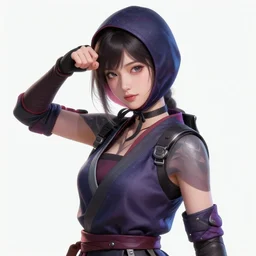 the portrait of chaotic neutral colorful female ninja assassin as absurdly beautiful, gorgeous, elegant, playful, young woman, an ultrafine hyperdetailed illustration by kim jung gi, irakli nadar, intricate linework, bright colors, octopath traveler, final fantasy, unreal engine 5 highly rendered, global illumination, radiant light, detailed and intricate environment
