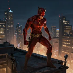 daredevil at night city rooftop digital art, fantasy, highly detailed, art by greg rutkowski