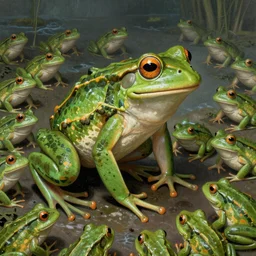 Alex Jones turning thousands of frogs gay. Super resolution. Award winning illustration art in the style of Alex Grey