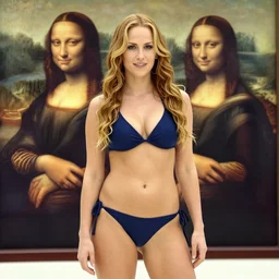 pamela anderson in baywatch suit on a leonardo da vinci painting