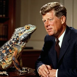 vintage photo of president kennedy meeting with a lizard person