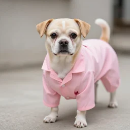 a dog with a pink lab coat, stock photo