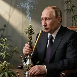 Vladimir Putin smoking huge amounts of cannabis with a bong