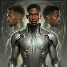 symmetry!! portrait of terrence boyd, sci - fi, tech wear, glowing lights!! intricate, elegant, highly detailed, digital painting, artstation, concept art, smooth, sharp focus, illustration, art by artgerm and greg rutkowski and alphonse mucha