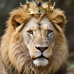 a beautfiul aesthetic commission portrait of a anthro albino lion wearing a king's crown,attractive beautiful face,detailes face,expression,natural lighting,fantasy art,deviantart,artstation,character design by charles bowater,ross tran,4k,photorealistic