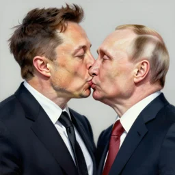 goro fujita ilustration of elon musk kissing vladimir putin, painting by goro fujita, sharp focus, highly detailed, artstation