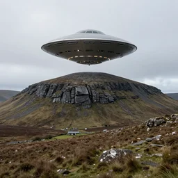 Irish mountain with a ufo above it