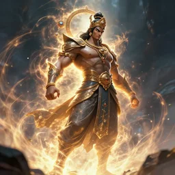narasimha, character concept, concept art, epic, trending on artstation, very detailed, 4 k, hd, dramtic lighting, flowing energy, glow, volumetric lighting, by jason chan