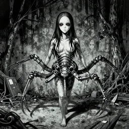 the centipede man in the style of junji ito,