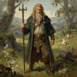 a portrait painting of a hobbit wizard, ultra detailed fantasy, dndbeyond, dnd character portrait, full body, pathfinder, pinterest, art by ralph horsley, karol bak, ed binkley