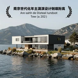 modern house on coastal, background mountain, foreground lake, photo award winning, wildlife photographer of the year, phm grant, by lewis hine, by michael kenna, 8 k, photo film