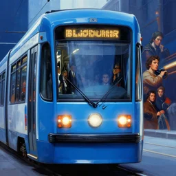 close up sci - fi ttc streetcar poster, ttc streetcar blue skin, blade runner, elegant, highly detailed, centered, digital painting, smooth, sharp focus, illustration, artgerm, tomasz alen kopera, peter mohrbacher, donato giancola, joseph christian leyendecker, wlop, frank frazetta