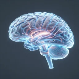holographic map of neural network of human brain with artificial neural implant, unreal engine