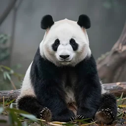 panda in japan park, hyperrealistic, photography, highly detailed, 8 5 mm, f / 1. 3, foggy, dramatic lighting, 4 k, beautiful