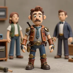 product photography of a claymation action figure steampunk steve buscemi, depth of field, zeiss lens, detailed, centered, by erwin olaf, joop geesink, wes anderson, breathtaking, 8 k resolution, extremely detailed, beautiful, establishing shot, realistic materials, hyperrealistic