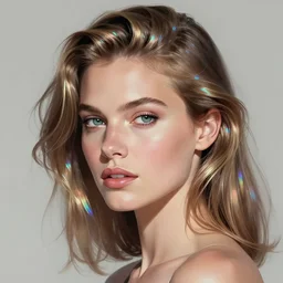 portrait of a woman inspired by lois van baarle, illustration iridescent, hair styles, light make up, cinematic 8 k