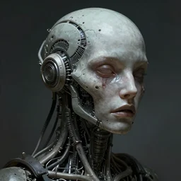 hyper detailed ultra sharp photorealistic portrait of a dehumanised biopunk sentient artificial intelligence, somber futurogothic aesthetic, masterpiece, elite, illustration, art by melissa houpert, felix englund, greg rutkowski, organic matte painting, bleak color palette, hard edges, smooth, artstation trending 8 k
