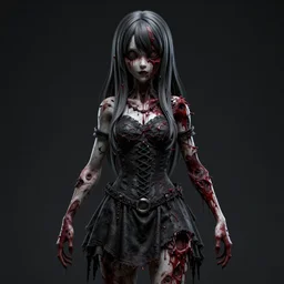 monstrous deformed anime girl, junji ito-inspired, 3d render, dark lighting