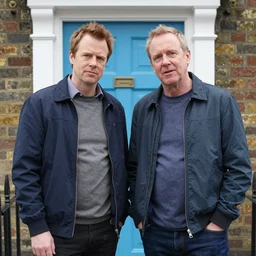 photograph of Mark and Jez at their flat in Croydon, screenshot from Channel 4's Peep Show (2003)