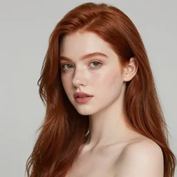 portrait of a girl with long red hair, very beautiful style, girl, in gold suit, her in white suit blonde, desert, dunes, photorealism, sunset, edgard maxence,