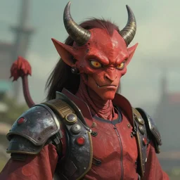 a portrait of a sci fi japanese devil animal illustrated by miyazaki by karol bak, james jean, tom bagshaw, rococo, sharp focus, trending on artstation, cinematic lighting, hyper realism, octane render, 8 k, hyper detailed, vivid, ultra detailed, highly detailed