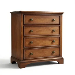 vintage chest of drawers, stylized 3d render, isolated on a pure white background, centered, entire object in frame, sharp focus, soft studio lighting