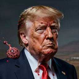 donald trump's repulsive true form bursting from within, pus - filled boils, cysts, oozing pustules, by brian fraud