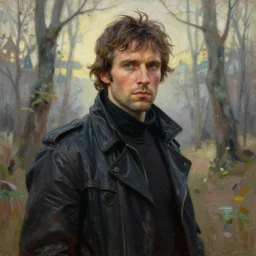steve buscemi in blade runner. gouache fairytale art, russian romanticism, muted palette, backlighting, depth of field