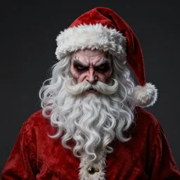 a sinister portrait of evil Santa Claus, digital art, highly detailed, trending on artstationhq