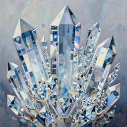 anime cyberpunk crystals, intricate oil painting by greg rutkowski, trending on artstation
