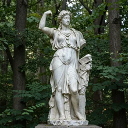 broken greek statue in the forest