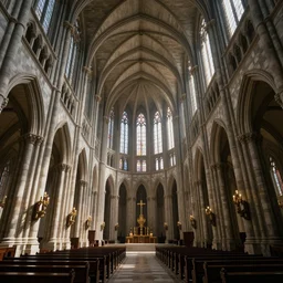 realistic minecraft cavernous multi - level interior of a grand cathedral