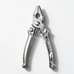 crystal bolt cutters, commercial catalog photo, isolated on a pure white background, centered, entire object in frame, sharp focus, soft studio lighting