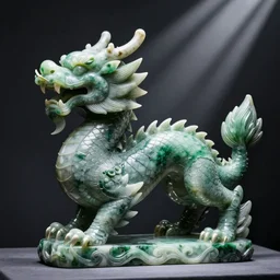 a [ [ jade stone green colored ] ] dragon!! statue, made by edvard eriksen