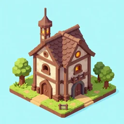 isometric medieval house cartoonish, stylized, 4k, artstation