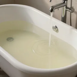 a bathtub filled with liquid soup, art by beeple and beksinski