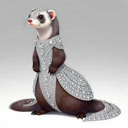 detailed illustration : ferret character : wearing diamonds : wearing a stravagant dress : wearing stiletto : head torso legs feet : behance artstation