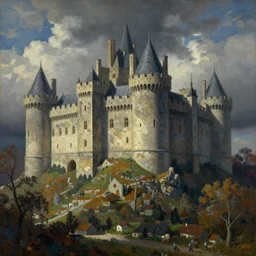medieval castle, by philip guston