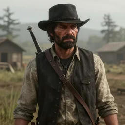 Film still of Rick Grimes, from Red Dead Redemption 2 (2018 video game)