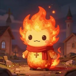 cute fumo plush of the fire and brimstone preacher of a small parish, anime