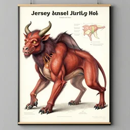 academic anatomical diagram poster of a jersey devil