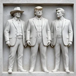 wyatt earp doc holliday donald trump and elon musk carved stone statues, engraved in stone, in the style of mount rushmore national memorial, visually stunning, cinematic, ultra realistic, hyper realism, 1 2 k