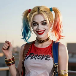Harley Quinn in exorcist volumetric lighting, beautiful, golden hour, sharp focus, ultra detailed, cgsociety