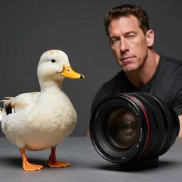 Duck and John Cena, , 40nm lens, shallow depth of field, split lighting, 4k,
