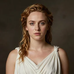portrait of brie larson as a greek goddess. art by gaston bussiere.