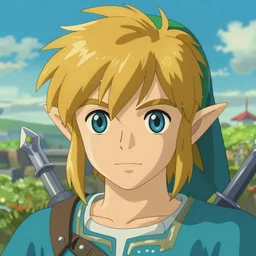 face portrait of link from the legend of zelda, breath of the wild in studio ghibli style, 4 k professional digital art, very very very very beautiful