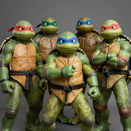 Teenage Mutant Ninja Turtles as early 2000s boysband, realistic, photo, human-like