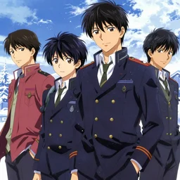 boy's love anime high school winter, high detail concept art, perfect proportions fine face, tall handsome guys, close together romantic undertones, avant uniform, vivid colors, realistic shaded lighting poster fantasy art ilya kuvshinov, katsuhiro, jeremy lipking and michael germash, makoto shinkai, loish and clamp style, best selling artist